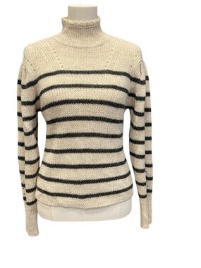 Etoile Isabel Marant Alpaca Striped Puff Sleeve Turtleneck Sweater Size :38